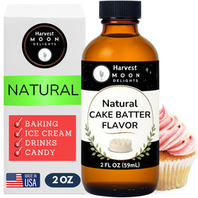 Harvest Moon Delights cake batter flavor bottle for bakery-quality taste in treats.