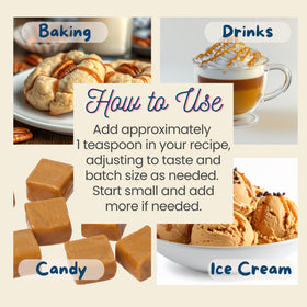 Harvest Moon Delights caramel extract label closeup highlights premium, USA-made quality.