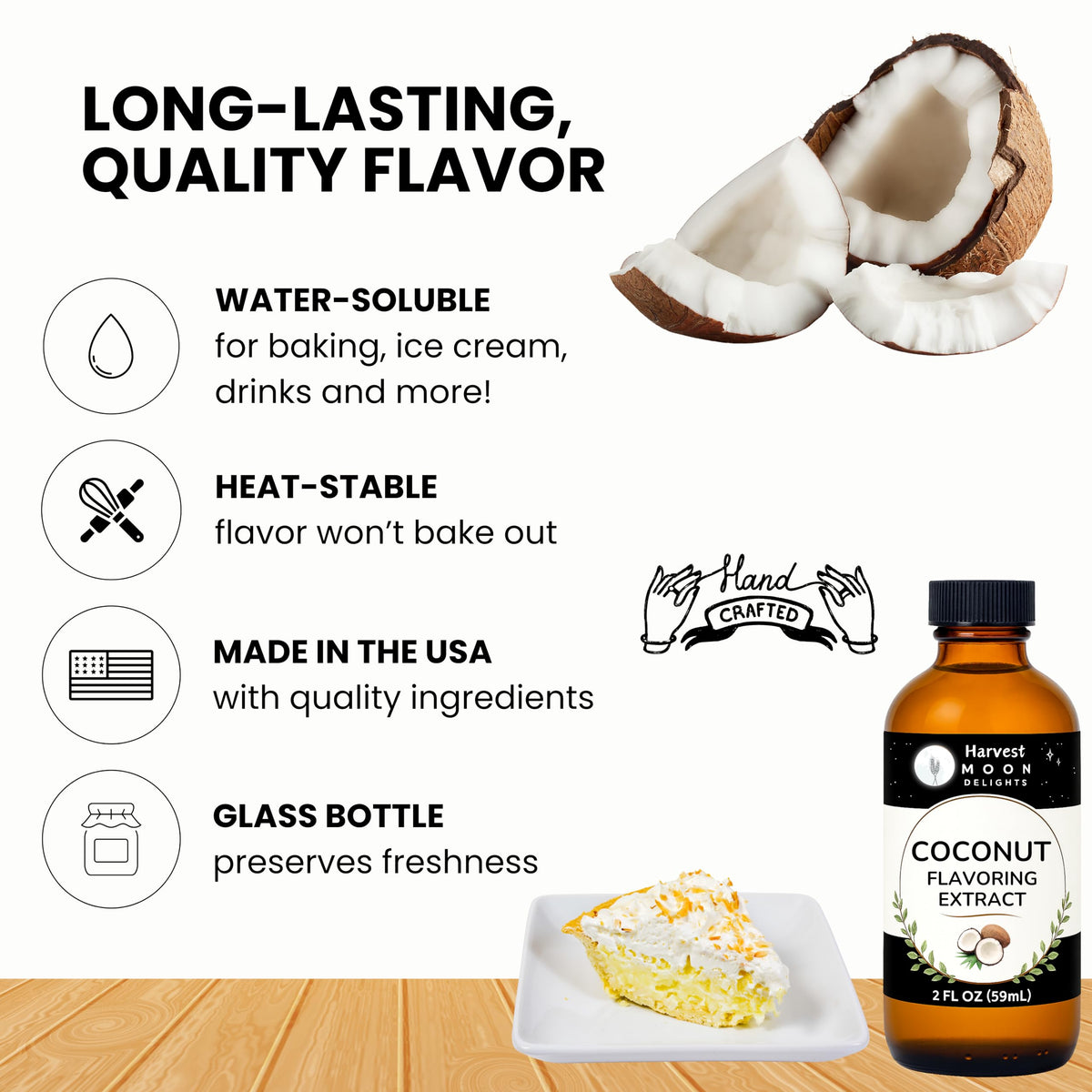 Cake with Harvest Moon Delights coconut extract for tropical depth.