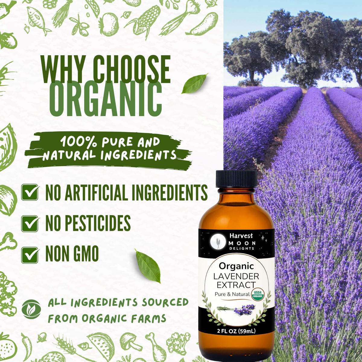 Harvest Moon Delights lavender extract bottle with dropper for small-batch recipes.