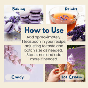 Harvest Moon Delights ice cream with lavender extract drizzle.