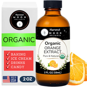 Harvest Moon Delights orange extract bottle for baking and drinks
