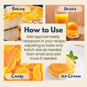 Glass bottle of Harvest Moon Delights orange extract preserves freshness