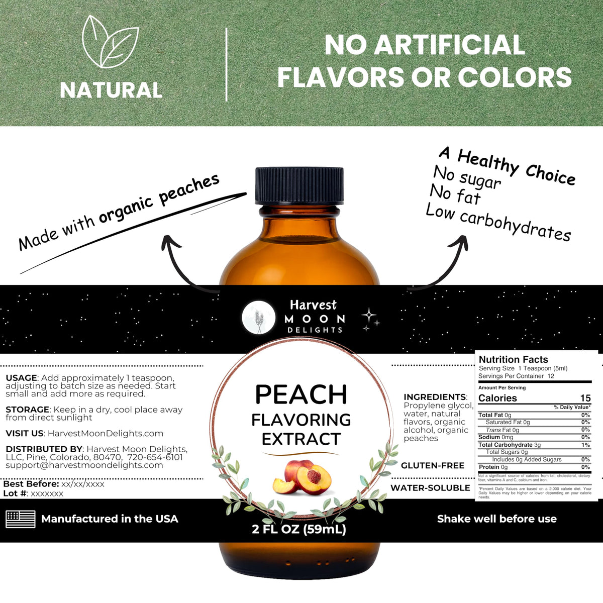 Harvest Moon Delights peach extract drops add bright notes to recipes.