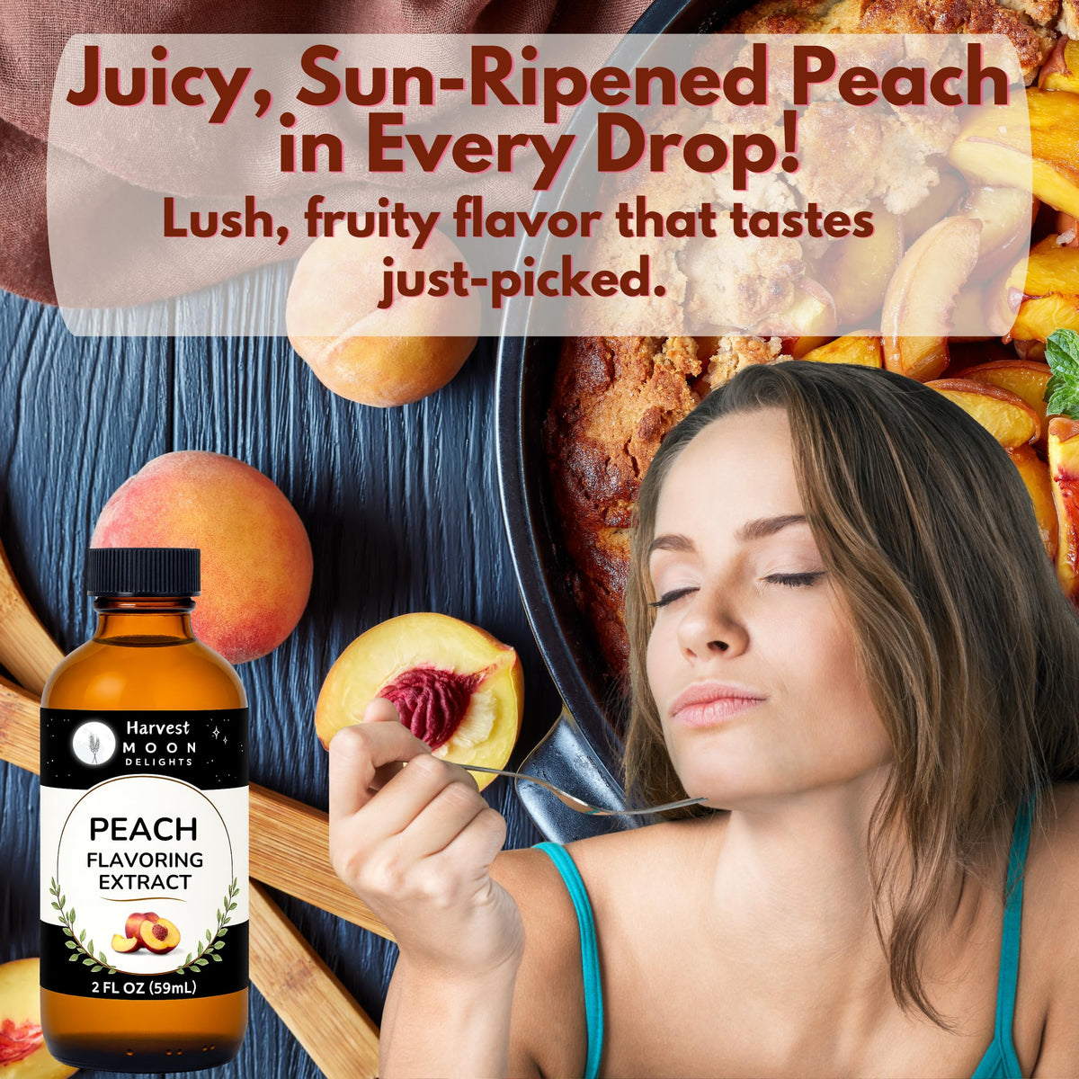Harvest Moon Delights peach flavoring enhances peach cobblers.