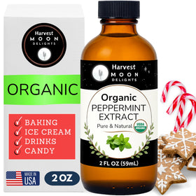 Harvest Moon Delights peppermint extract bottle for premium organic flavor in baking