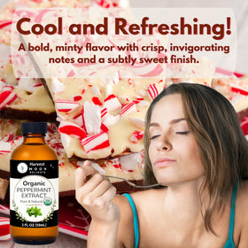 Harvest Moon Delights peppermint extract ingredients close-up shows quality