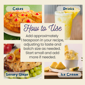 Harvest Moon Delights pineapple extract drops on a neutral surface for desserts