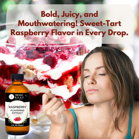 Drops of raspberry flavor in a smoothie with Harvest Moon Delights.