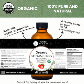 Harvest Moon Delights strawberry extract with pour-spout for easy recipe flavoring.