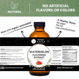 Harvest Moon Delights watermelon flavor extract 2-oz glass bottle on counter