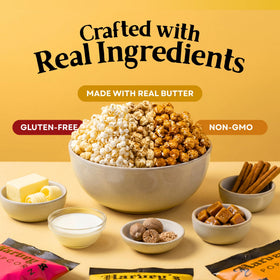 Harvey's air-popped popcorn; light, crispy bite with flavorful crunch