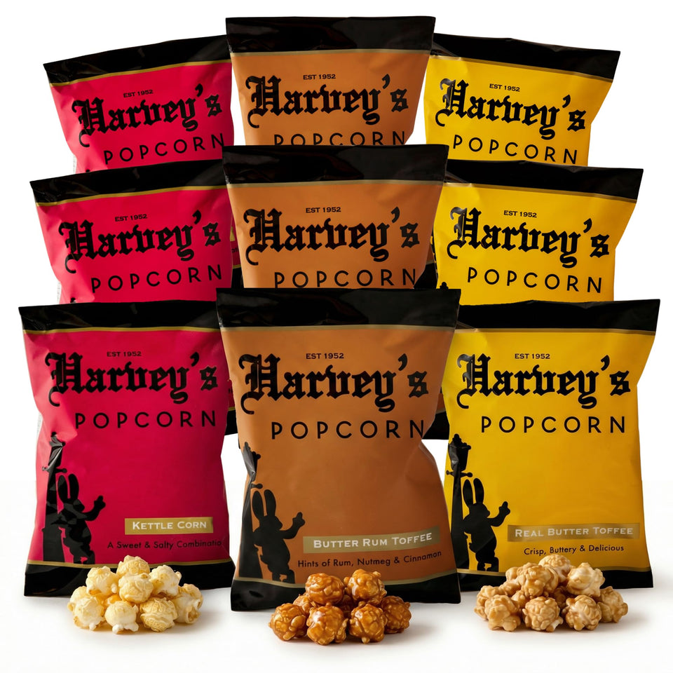 Harvey's Butter Rum Toffee mini bag; rich caramel and creamy toffee for on-the-go snacking