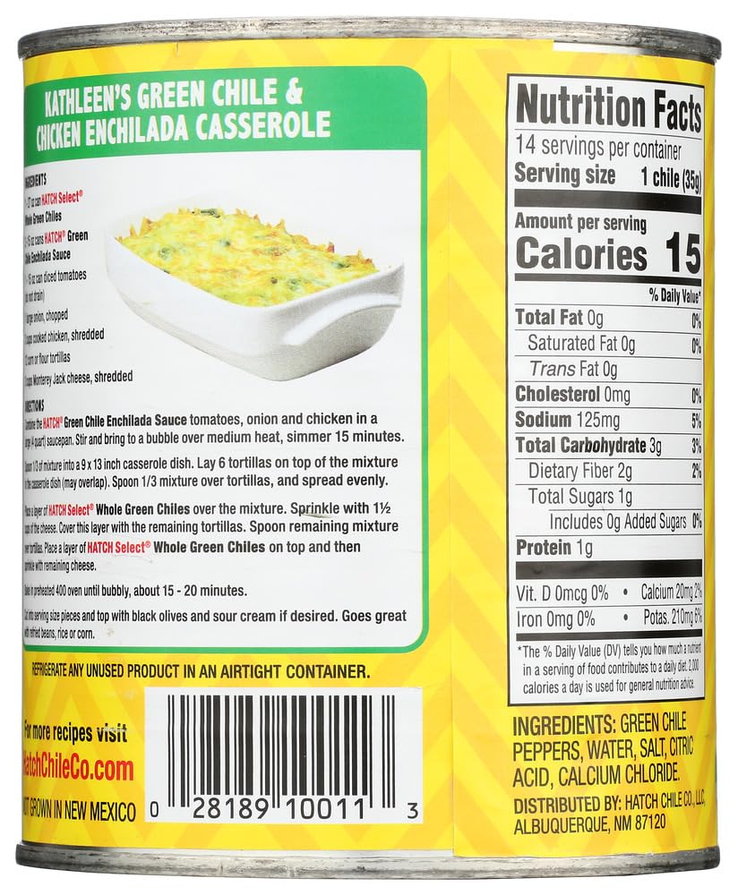 Hatch Chili Company Hatch whole green chilies 27oz pack, ready-to-use for sauces.