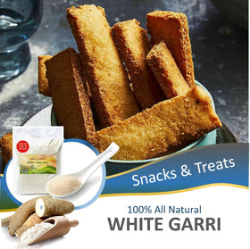 Gluten-free garri option suitable for gluten-conscious diets.