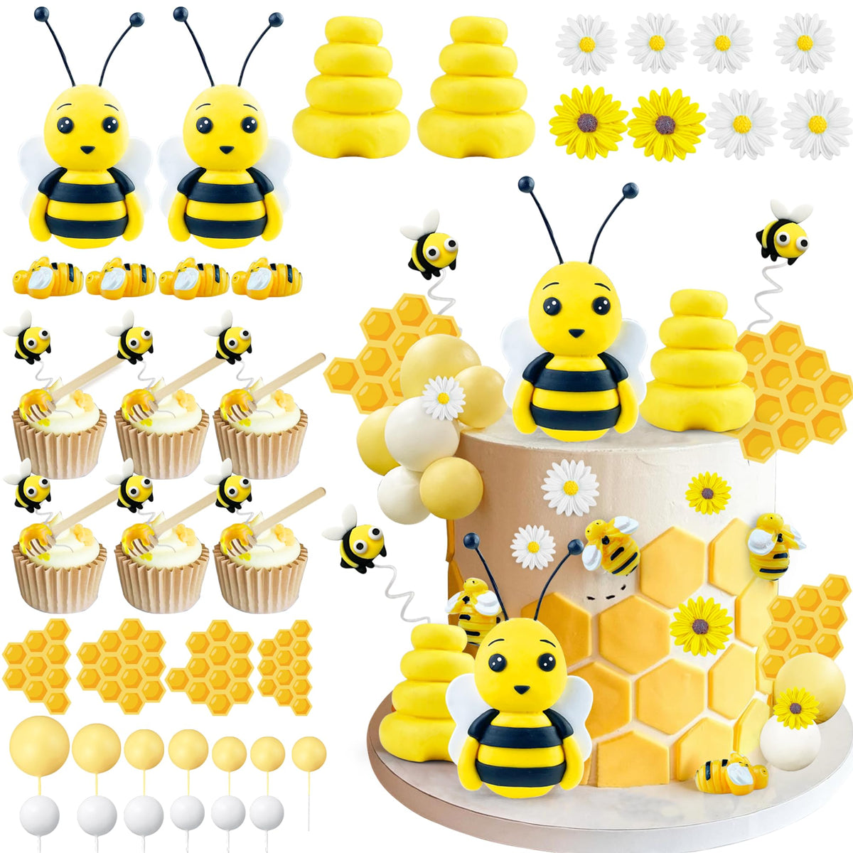 HAVAGDTM bee cake toppers collection for playful desserts