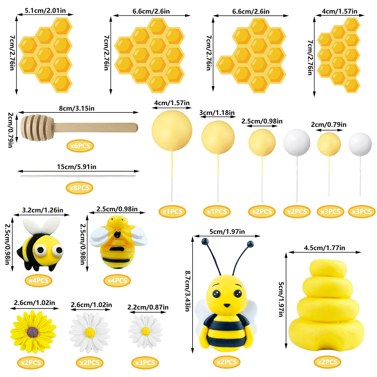 HAVAGDTM honeycomb cake decorations on cupcakes and cakes