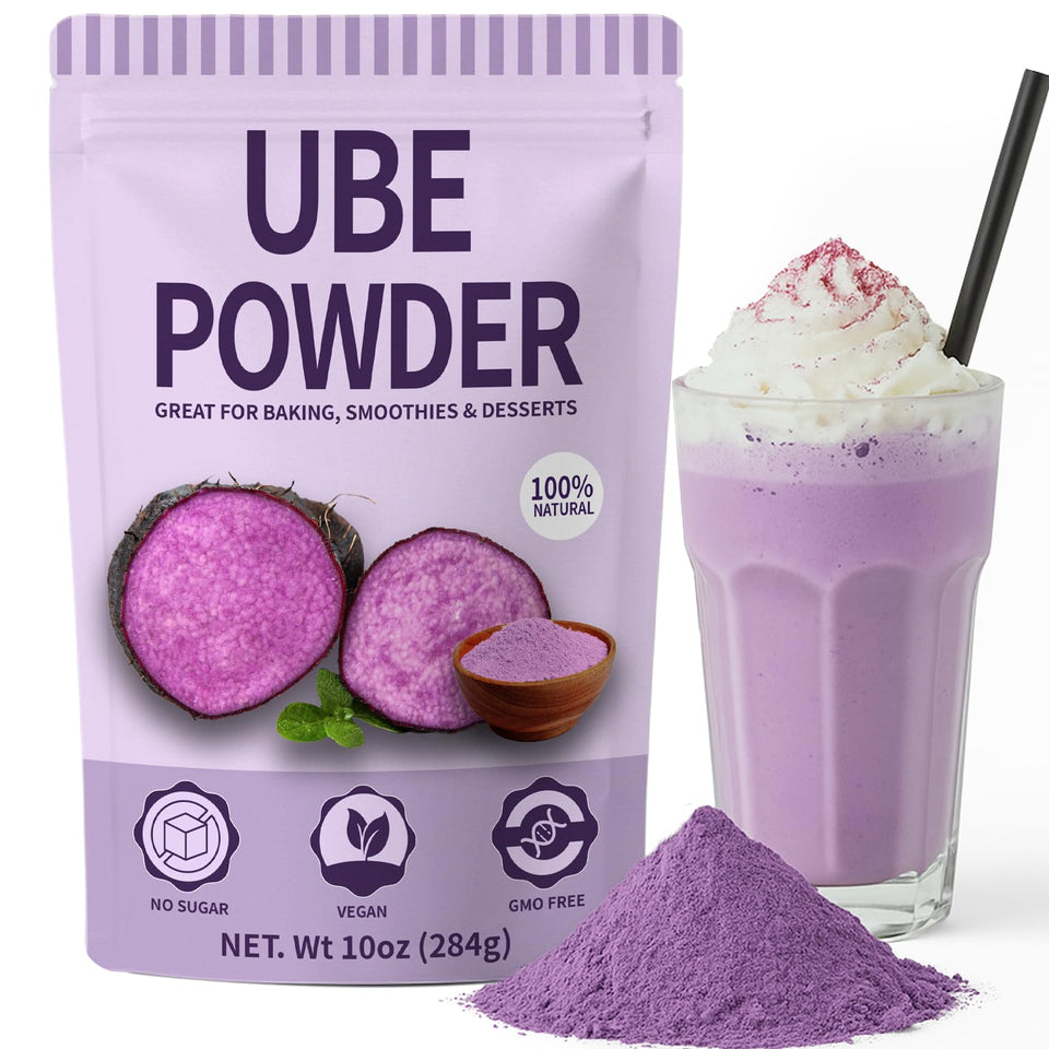 HAVNDRAE 10oz ube powder packaging in a resealable pouch for freshness