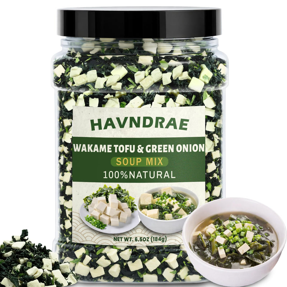 HAVNDRAE dried miso soup mix jar front label for quick, comforting meals.