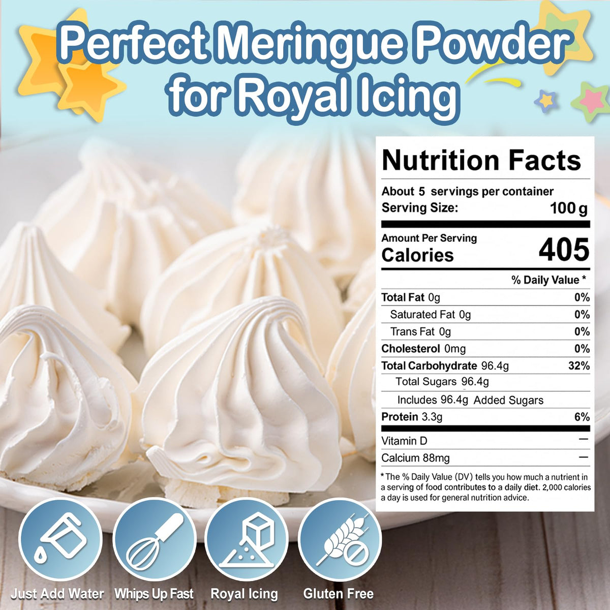 HAVNDRAE meringue powder measuring directions enable quick, reliable royal icing.