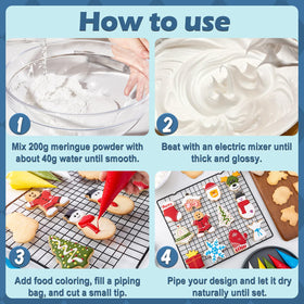 HAVNDRAE meringue powder supports royal icing, cookies, and cake decoration with stability.