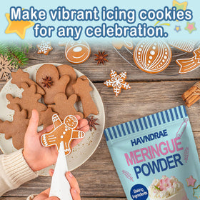 HAVNDRAE meringue powder creates stiff peaks for clean piping and smooth decorating.
