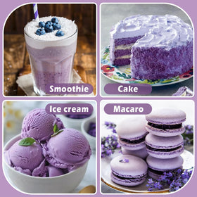 HAVNDRAE Ube powder in pancake batter yields vibrant purple color.
