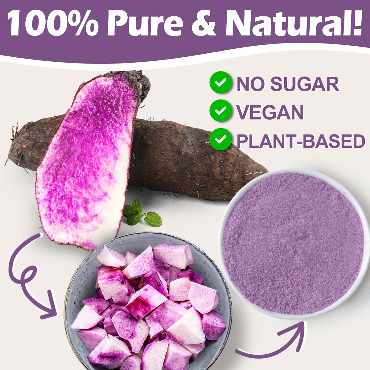 HAVNDRAE ube powder displaying a vibrant purple hue in dessert