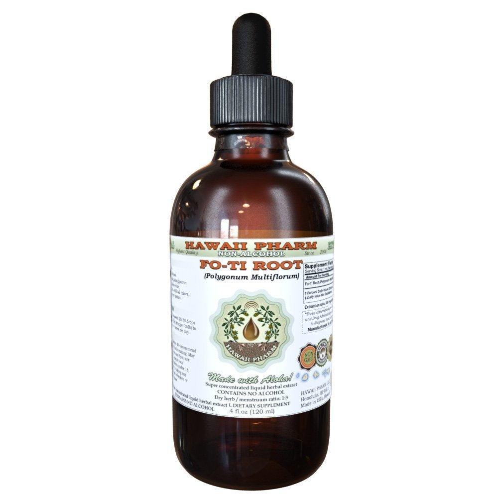 Hawaii Pharm Fo-Ti Root bottle front with alcohol-free extract for convenient daily herbal use