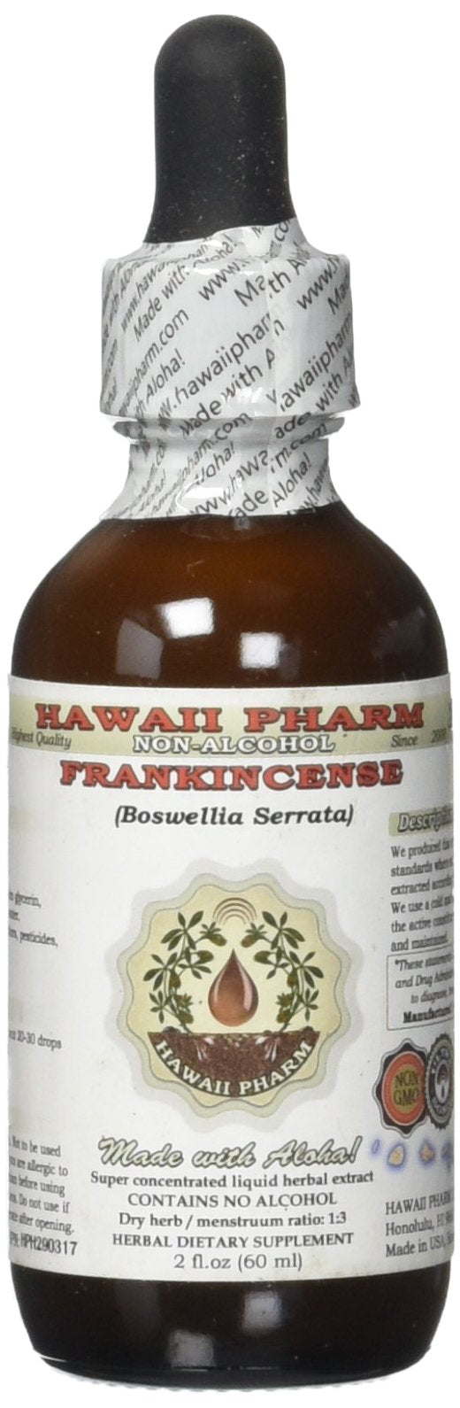 Hawaii Pharm Frankincense Alcohol-Free Liquid Extract bottle for a natural glycerite herbal routine