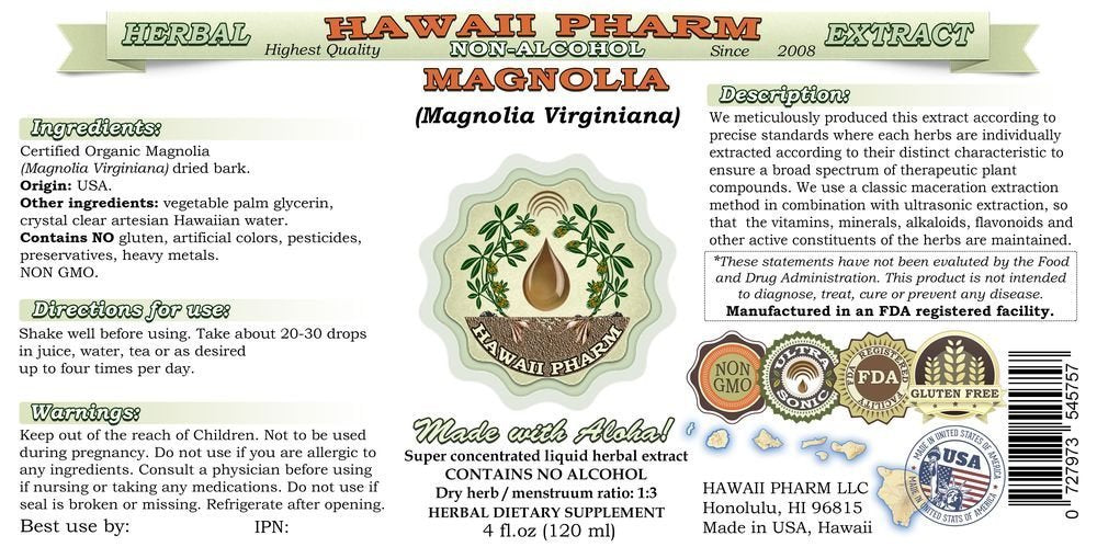 Hawaii Pharm Magnolia glycerite drops demonstrate easy dosing for flexible herbal routines.