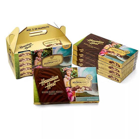 Hawaiian Host Alohamacs gift-ready box sits neatly for gifting occasions