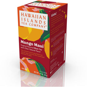 Hawaiian Islands Tea Mango Maui Black Tea box with all-natural flavor