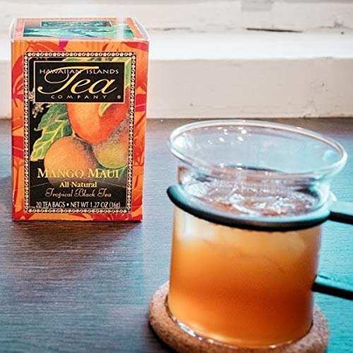 Mango Maui Black Tea sip showing rich color and fruity note