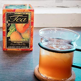 Mango Maui Black Tea sip showing rich color and fruity note
