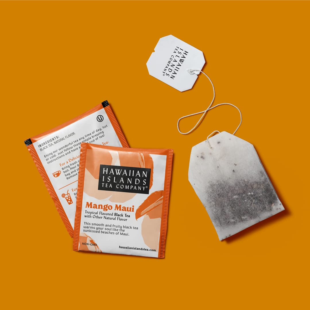 Mango Maui Black Tea steeped cup releasing tropical aroma