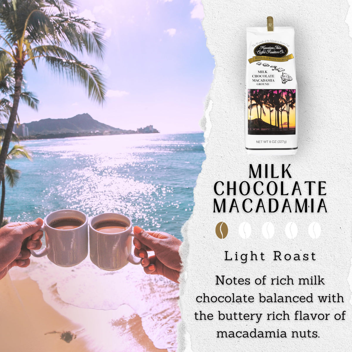 Hawaiian Isles Light Roast ground coffee delivers bright flavor and smooth finish