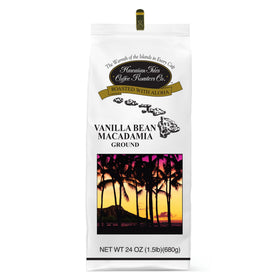 Hawaiian Isles Vanilla Bean Macadamia coffee bag with rich aroma for mornings.