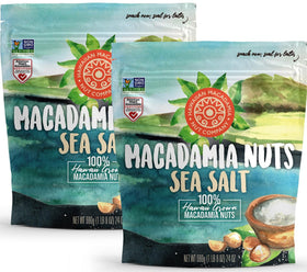 Hawaiian Macadamia Nut Company dry roasted macadamia nuts sea salt bag front view for snacking