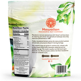 Hawaiian Macadamia Nut Company bag top view highlighting golden roast