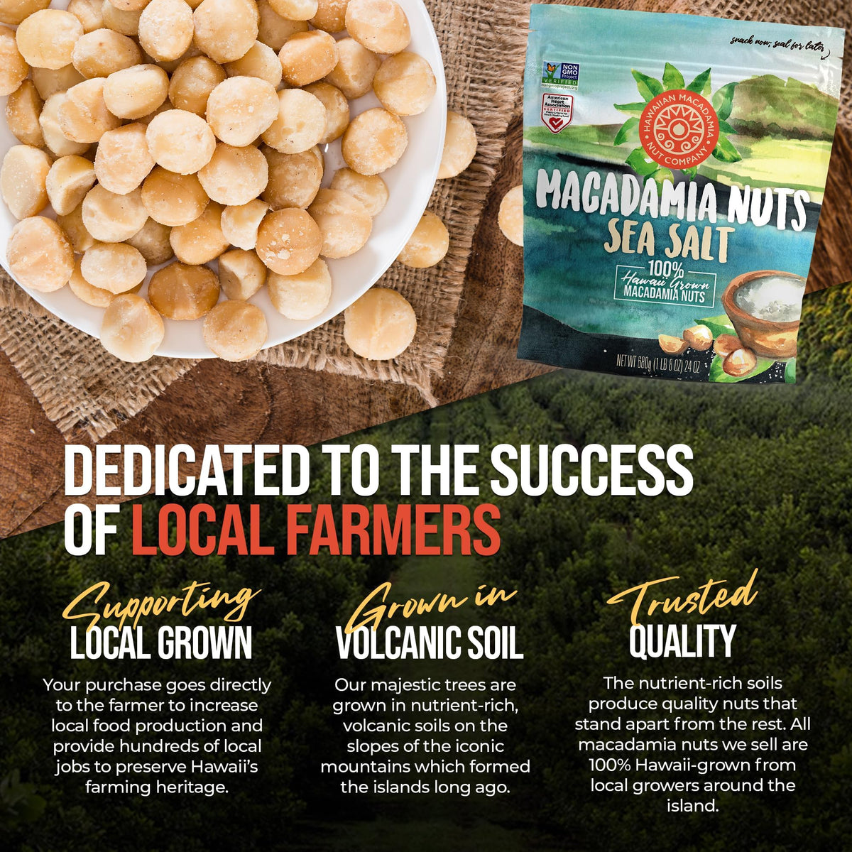 Hawaiian Macadamia Nut Company gluten-free non-GMO certification signals clean snacking options
