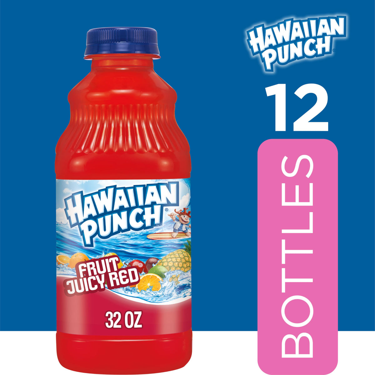 Hawaiian Punch Fruit Juicy Red label close-up highlights Vitamin C