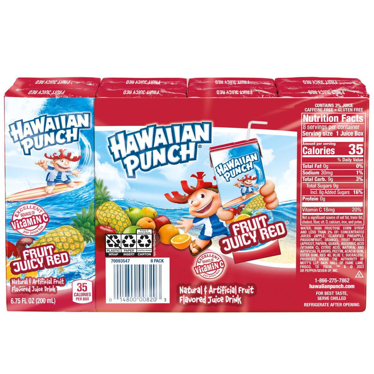 Hawaiian Punch gluten-free and caffeine-free bottle fits dietary needs