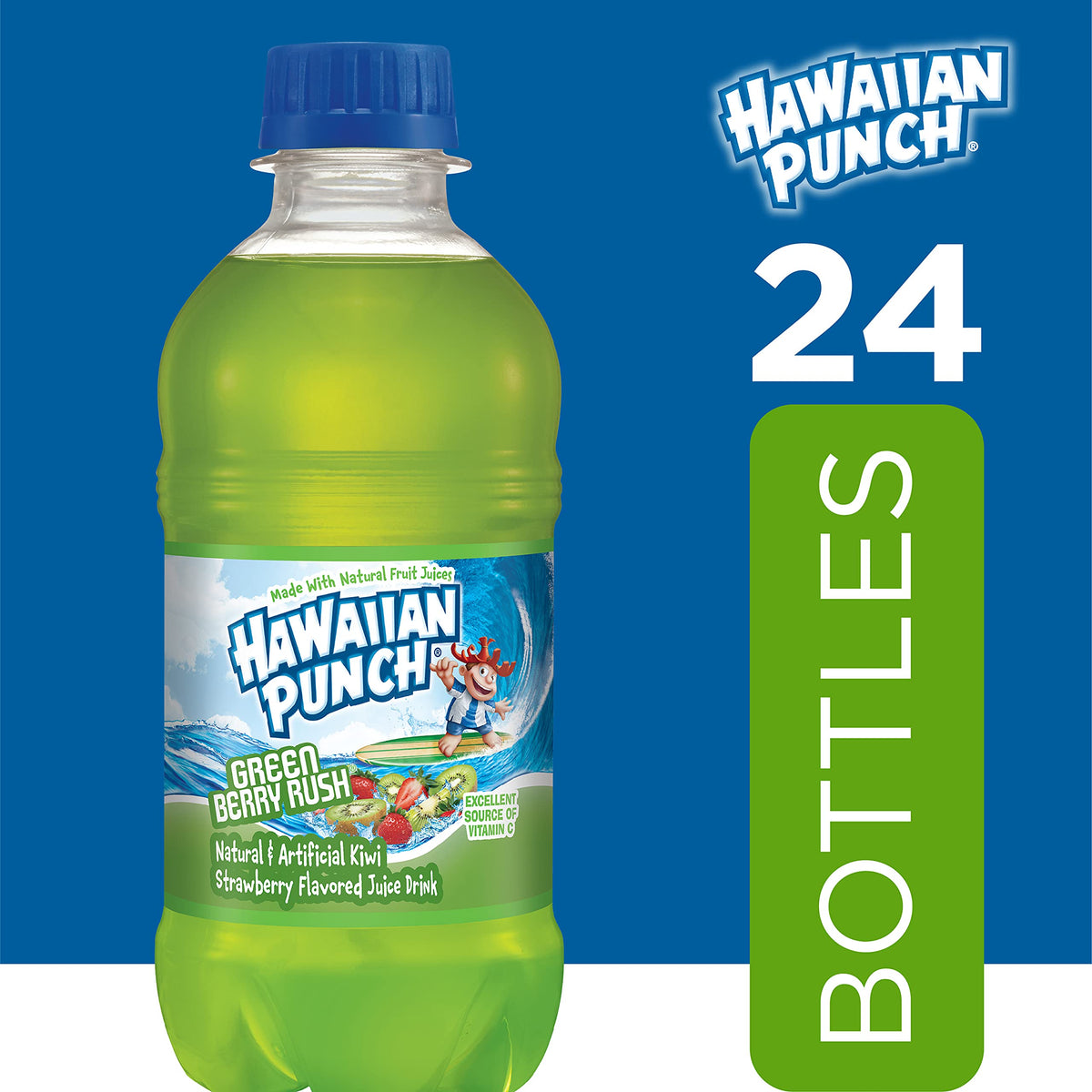 Hawaiian Punch Green Berry Rush served in a glass for quick refreshment.