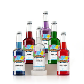 Hawaiian Shaved Ice Cherry syrup bottle front, ideal for colorful shaved ice at home.