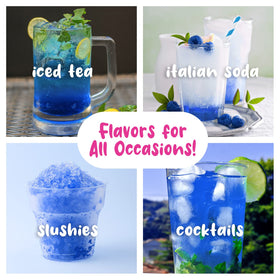 Hawaiian Shaved Ice Blue Raspberry Syrup flavors margaritas, granitas, and Italian sodas.
