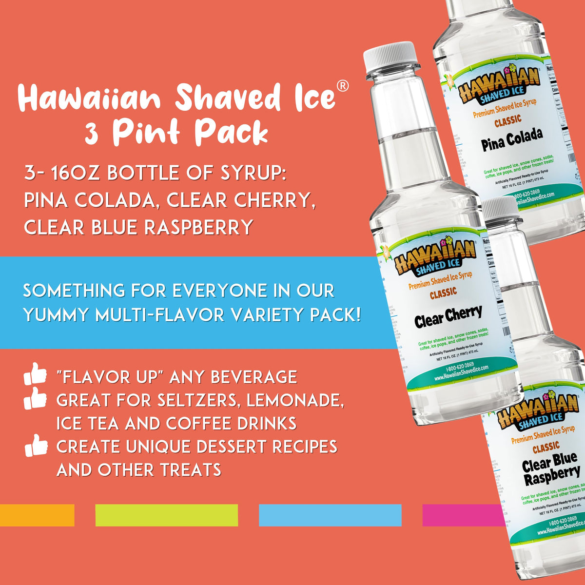 Hawaiian Shaved Ice Pina Colada bottle pour for tropical snow cones.