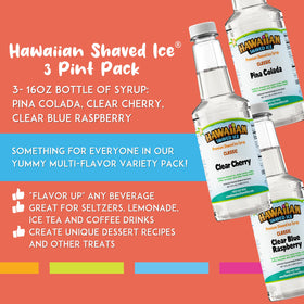 Hawaiian Shaved Ice Pina Colada bottle pour for tropical snow cones.