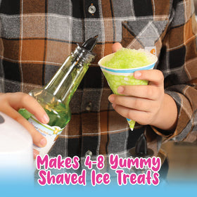 Hawaiian Shaved Ice pour guide shows easy 2-ounce servings.