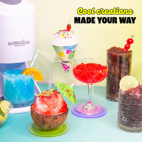 Hawaiian Shaved Ice Tiger's Blood syrup bottle; adds fun flair to parties and drinks.